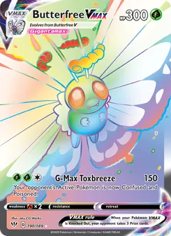 Butterfree VMAX — Darkness Ablaze #190, 2020. Illustrated by aky CG Works.