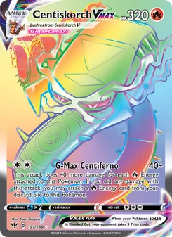 Centiskorch VMAX — Darkness Ablaze #191, 2020. Illustrated by 5ban Graphics.