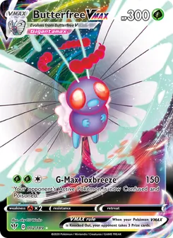 Butterfree VMAX — Darkness Ablaze #2, 2020. Illustrated by aky CG Works.