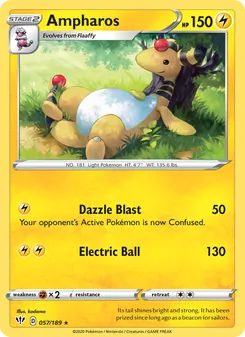 Ampharos — Darkness Ablaze #57, 2020. Illustrated by kodama.