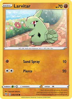 Larvitar — Darkness Ablaze #86, 2020. Illustrated by Sanosuke Sakuma.