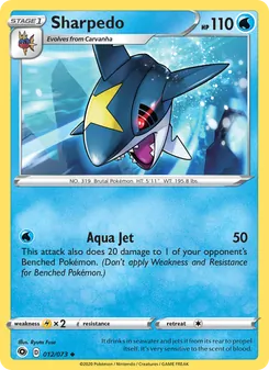 Sharpedo — Champion's Path #12, 2020. Illustrated by Ryuta Fuse.