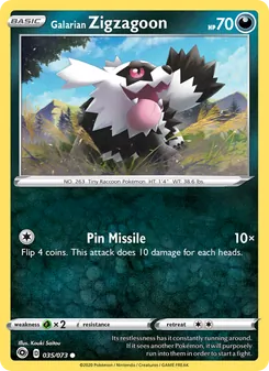 Galarian Zigzagoon — Champion's Path #35, 2020. Illustrated by Kouki Saitou.