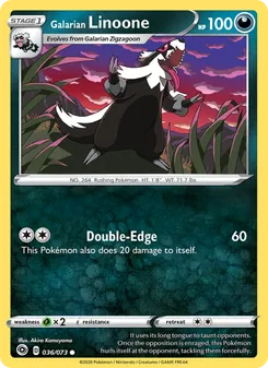 Galarian Linoone — Champion's Path #36, 2020. Illustrated by Akira Komayama.