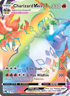 Charizard VMAX — Champion's Path #74, 2020. Illustrated by aky CG Works.