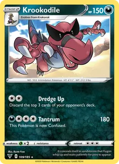 Krookodile — Vivid Voltage #109, 2020. Illustrated by Ryuta Fuse.