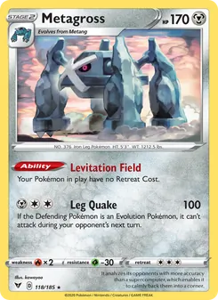 Metagross — Vivid Voltage #118, 2020. Illustrated by kawayoo.