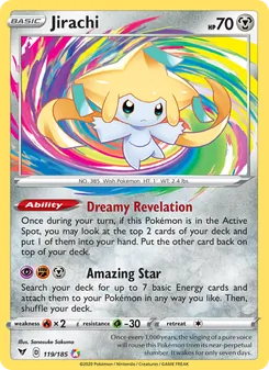 Jirachi — Vivid Voltage #119, 2020. Illustrated by Sanosuke Sakuma.