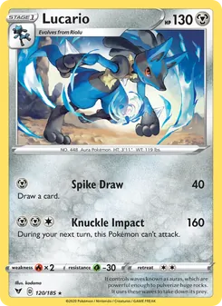 Lucario — Vivid Voltage #120, 2020. Illustrated by kodama.