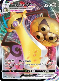 Aegislash VMAX — Vivid Voltage #127, 2020. Illustrated by aky CG Works.