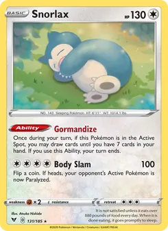 Snorlax — Vivid Voltage #131, 2020. Illustrated by Atsuko Nishida.