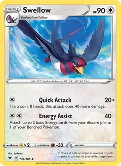 Swellow — Vivid Voltage #134, 2020. Illustrated by kodama.