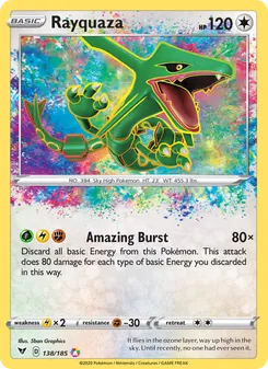 Rayquaza — Vivid Voltage #138, 2020. Illustrated by 5ban Graphics.