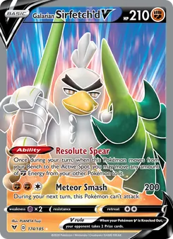Galarian Sirfetch'd V — Vivid Voltage #174, 2020. Illustrated by PLANETA Tsuji.