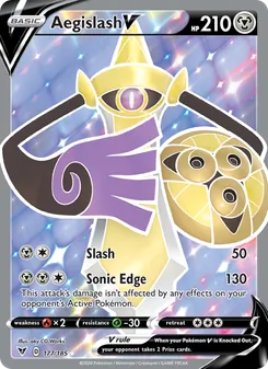 Aegislash V — Vivid Voltage #177, 2020. Illustrated by aky CG Works.