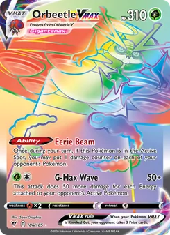 Orbeetle VMAX — Vivid Voltage #186, 2020. Illustrated by 5ban Graphics.