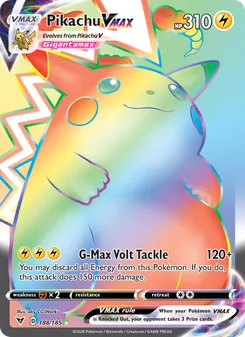 Pikachu VMAX — Vivid Voltage #188, 2020. Illustrated by aky CG Works.