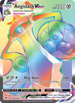 Aegislash VMAX — Vivid Voltage #190, 2020. Illustrated by aky CG Works.