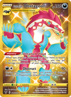Galarian Obstagoon — Vivid Voltage #198, 2020. Illustrated by aky CG Works.