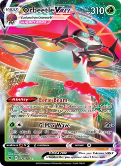 Orbeetle VMAX — Vivid Voltage #21, 2020. Illustrated by 5ban Graphics.