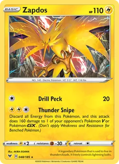 Zapdos — Vivid Voltage #48, 2020. Illustrated by AKIRA EGAWA.