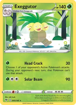 Exeggutor — Vivid Voltage #5, 2020. Illustrated by miki kudo.