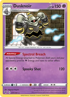Dusknoir — Vivid Voltage #71, 2020. Illustrated by Shigenori Negishi.