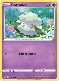 Cottonee — Vivid Voltage #75, 2020. Illustrated by Mizue.