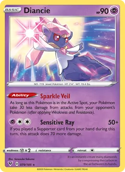 Diancie — Vivid Voltage #79, 2020. Illustrated by Sanosuke Sakuma.
