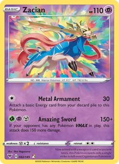 Zacian — Vivid Voltage #82, 2020. Illustrated by Shin Nagasawa.