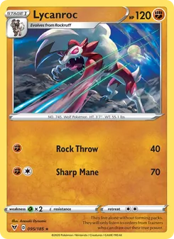 Lycanroc — Vivid Voltage #95, 2020. Illustrated by Anesaki Dynamic.