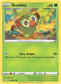 Grookey — Shining Fates #11, 2021. Illustrated by Naoki Saito.
