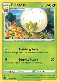 Eldegoss — Shining Fates #15, 2021. Illustrated by kodama.
