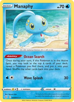 Manaphy — Shining Fates #24, 2021. Illustrated by Narumi Sato.