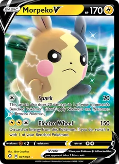 Morpeko V — Shining Fates #37, 2021. Illustrated by 5ban Graphics.