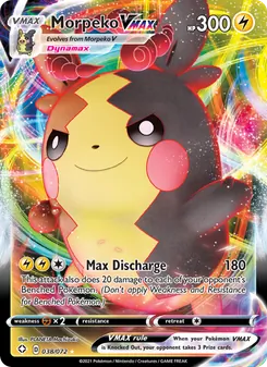 Morpeko VMAX — Shining Fates #38, 2021. Illustrated by PLANETA Mochizuki.