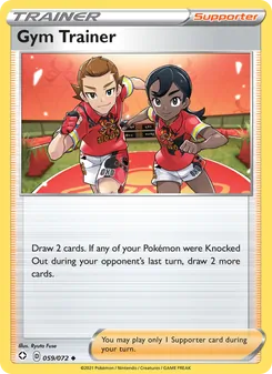 Gym Trainer — Shining Fates #59, 2021. Illustrated by Ryuta Fuse.