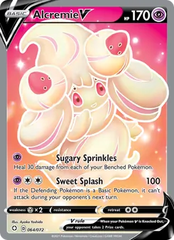 Alcremie V — Shining Fates #64, 2021. Illustrated by Ayaka Yoshida.
