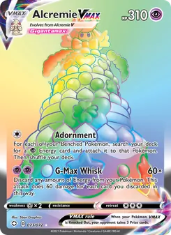 Alcremie VMAX — Shining Fates #73, 2021. Illustrated by 5ban Graphics.