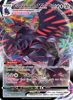 Corviknight VMAX — Battle Styles #110, 2021. Illustrated by PLANETA Mochizuki.