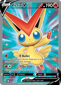 Victini V — Battle Styles #144, 2021. Illustrated by Saki Hayashiro.