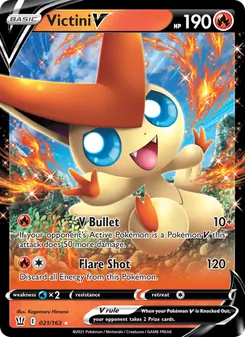 Victini V — Battle Styles #21, 2021. Illustrated by Kagemaru Himeno.