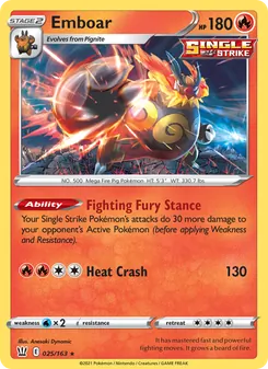 Emboar — Battle Styles #25, 2021. Illustrated by Anesaki Dynamic.