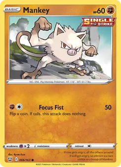 Mankey — Battle Styles #66, 2021. Illustrated by Ryuta Fuse.