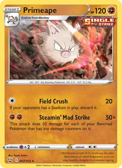 Primeape — Battle Styles #67, 2021. Illustrated by Kouki Saitou.