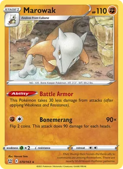 Marowak — Battle Styles #70, 2021. Illustrated by Narumi Sato.