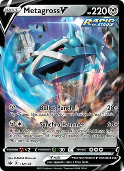 Metagross V — Chilling Reign #112, 2021. Illustrated by PLANETA Mochizuki.
