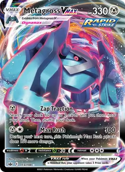 Metagross VMAX — Chilling Reign #113, 2021. Illustrated by Ryota Murayama.