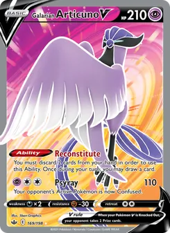 Galarian Articuno V — Chilling Reign #169, 2021. Illustrated by 5ban Graphics.