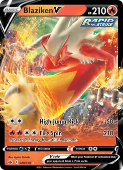 Blaziken V — Chilling Reign #20, 2021. Illustrated by Ayaka Yoshida.